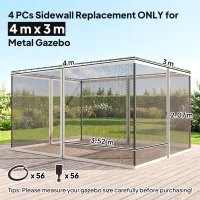 Outsunny 352 x 207cm Universal Replacement Mesh Sidewall Netting for Patio Gazebos and Canopy Tents, (Sidewall Only) Beige(m-3)