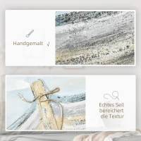 HOMCOM Wandbild "Boot am Strand" Nostalgisch 80L x 80B x 2,8H cm(m-4)
