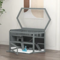 PawHut Hamsterkooi, 3 Niveaus, Uitschuifbare Tray, Hout/Metaal, 115x60x55 cm(m-9)