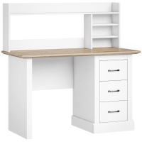 HOMCOM Bureau Informatique avec 3 Tiroirs, 120x55cm, Bureau avec Rangement, Étagères Ouvertes et Large Plateau, Chêne et Blanc