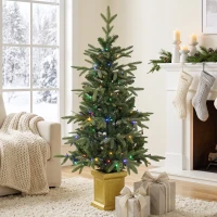 HOMCOM Künstlicher Weihnachtsbaum, 120 cm Christbaum mit 110 LED-Beleuchtung 147 Spitzen, 2 Lichtfarben, Fernbedienung(m-10)