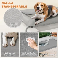 PawHut Cama Elevada para Perros Refrescante con Refuerzos Extraíbles Malla Transpirable y Marco de Acero 110x75x30 cm Gris(m-6)