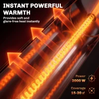 Outsunny 2000 W Electric Infrared Patio Heater, Free Standing Oscillating Outdoor Garden Heater with Knob/Remote Control, Black(m-4)
