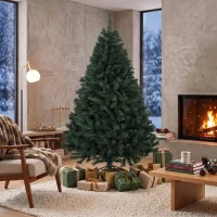 HOMCOM Árvore de Natal 180 cm Artificial com 820 Ramos Retardantes de Chama, Base em Aço Dobrável, Verde(m-4)