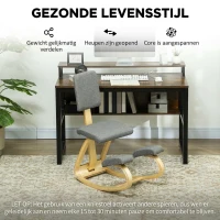HOMCOM Ergonomische Kniestool, Kniehocker Gezondheidsstoel voor Thuis, Kantoor, Meditatie Grijs(m-6)