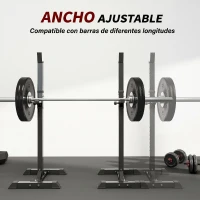 HOMCOM Soporte Barras Pesas de Acero con Altura Ajustable en 12 Niveles Carga Máx. 150 kg 50x49x124-154 cm Negro(m-6)