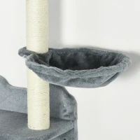 PawHut Klimniveaus, klimwand, kattenladder, 4-delige set, met krabpaal, hangmat, grijs+roomwit, 40 x 28 x 73cm(m-8)