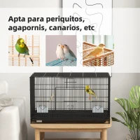 PawHut Jaula para Pájaros 77x46x45 cm Jaula Metálica para Aves con Bandeja Extraíble 2 Perchas 2 Comederos 2 Perchas Negro(m-6)