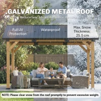 Outsunny 3.5 x 4 m Hardtop Gazebo Canopy with Galvanised Metal Roof, Fir Wood Frame and Hook for Patio, Garden, Black Grey(m-4)