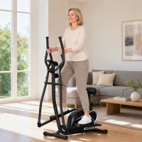 HOMCOM Bicicleta Elíptica con Resistencia Magnética Ajustable de 8 Niveles Bicicleta de Fitness con Sillín Regulable Pantalla LCD Pulsómetro y Soporte para Móvil para Casa Gimnasia 103x62x151 cm Negro(m-8)