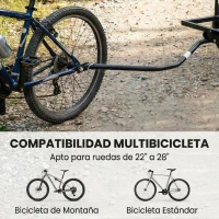 SPORTNOW Remolque de Bicicleta para Carga 40 kg Carro de Mano de Acero con Bandera Roja Ruedas de 16 Pulgadas 145x60x42 cm Negro(m-9)