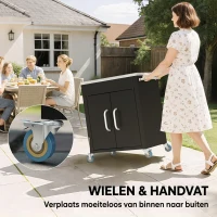 HOMCOM keukenwagen met wielen serveerwagen rvs zwart(m-7)