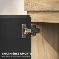 HOMCOM Meuble TV 2 portes pour téléviseurs jusqu'à 60 pouces, meuble télé avec placard et étagère ouverte, noir(m-6)