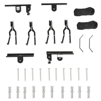 HOMCOM 2 Pares de Elevador para Bicicletas en el Techo Mediante Poleas Cuerdas Ganchos con Altura Ajustable Soporte para Bici al Techo Carga 20 kg Acero Negro(m-9)
