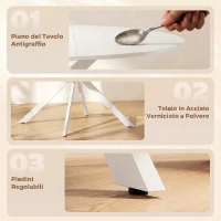 HOMCOM Tavolo da Pranzo Rotondo Stile Industriale con Gambe a Croce in Acciaio, Ø120x75 cm, Bianco(m-6)