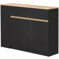 HOMCOM Sideboard, Buffet, großes Schrankfach, 3-stufiges Regal, Schublade, schwarz, 110 x 29,5 x 82cm(m-10)