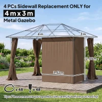 Outsunny 4 Pack Replacement Gazebo Curtains Privacy Panel for Most 3 x 4m Gazebo Canopy Pavillion Outdoor Shelter Sidewalls Accessories Dark Brown(m-3)
