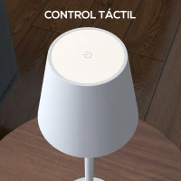 HOMCOM Lámpara de Mesita de Noche Inalámbrica con Luces LED Lámpara de Mesa USB-C Recargable 3 Colores Ø11,2x36,5 cm Gris(m-7)