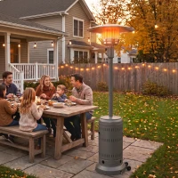Outsunny Chauffage Extérieur Terrasse Portable 13 kW, Niveaux de Chauffe Réglables, Protection Anti-Basculement, 82x82x223cm Gris(m-17)
