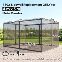Outsunny 352 x 207cm Universal Replacement Mesh Sidewall Netting for Patio Gazebos and Canopy Tents, (Sidewall Only) Dark Grey(m-3)