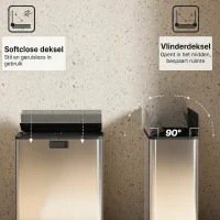 HOMCOM Dubbele keukenafvalbak 2 x 28L roestvrijstalen pedaalemmer met soft-close deksel, uitneembare binnenemmers(m-5)