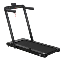 HOMCOM Cinta de Correr y Andar Eléctrica 2 en 1 Plegable 1-12km/h Caminar 1-4km/h con Control Remoto Pantalla LED Dual Bluetooth y Superficie de Carrera para Gimnasio Casa 134x66x107 cm Negro(m-1)