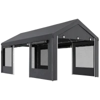 Outsunny Pavilion Auto și pentru Petreceri cu Înălțime Reglabilă, 4 Uși și 4 Fereastre, 6x3m Gri Închis(m-1)