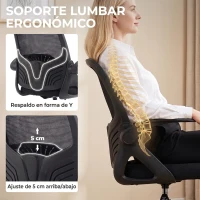 HOMCOM Silla de Dibujo con Reposapiés Soporte Lumbar Ajustable y Reposabrazos Abatibles, Negro(m-5)