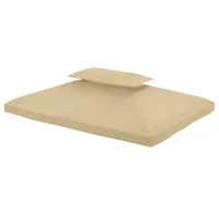 Outsunny Copertura di Ricambio per Gazebo 4x3 m in Poliestere Anti UV con Tetto a 2 Livelli, Crema(m-11)