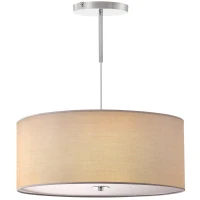 HOMCOM Lámpara de Suspensión Ø59x44 cm Lámpara Colgante Textil con Luces LED 36W con 3 Modos de Color y Soporte de Metal Dormitorio Sala de Estar Gris(m-1)