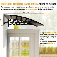 Outsunny Marquesinas Exterior para Puertas y Ventanas, 103x96,5 cm, Tejadillo de Protección contra Sol y Lluvia, con Cubierta de Policarbonato, Soportes de PP y Regleta de Aluminio, Marrón(m-7)