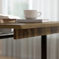 HOMCOM Uitschuifbare eettafel 140-180 cm voor 6-8 personen, rechthoekig in industrieel design met stalen frame, tijgerhoutlook(m-12)