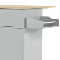 HOMCOM Kitchen Island with Drop Leaf, Rolling Kitchen Storage Trolley on Wheels with Drawer, Spice Rack and Towel Rack, Grey(m-13)