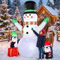 Outsunny Boneco de Neve Insuflável de Natal 243 cm com Luzes LED Coloridas para Exterior(m-5)
