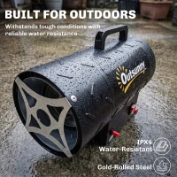 Outsunny 15 kW/51000 BTU Industrial Propane Space Heater, Portable Forced Air Gas Fan Patio Heater w/ Overheat Protection, Black(m-7)