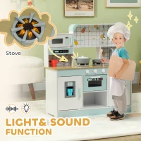 AIYAPLAY Toy Kitchen, Pretend Role Play Kitchen with Hob, Sound, Light, Coffee Machine, Ice Maker, Microwave(m-4)