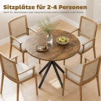 HOMCOM Ronde keukentafel, 80 cm, compact tafelblad, spaanplaat, metaal, Rustiek-Bruin(m-4)