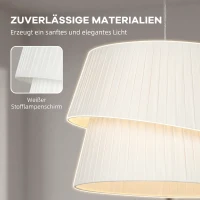 HOMCOM Elegante hanglamp met dubbele kap, in hoogte verstelbaar, voor woonkamer, wit(m-7)