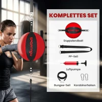 SPORTNOW Double-end speedballset voor bokstraining met bungeekoord, verstelbare gesp en clip-on montage(m-4)