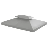 Outsunny Copertura per Gazebo 4x3 m a 2 Livelli in Poliestere con Cinghie e 10 Fori di Drenaggio, Grigio(m-11)