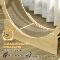 PawHut Kattenlooprad 91 cm Met Rem, Krabpad, Eiken(m-7)