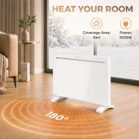 HOMCOM Smart Panel Heater Wall Mounted/Freestanding, Electric Heater with Weekly Timer, Open Window & Anti-Frost, 1000W, White(m-4)