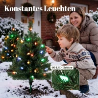 HOMCOM Podświetlana choinka 60 cm, zestaw 2 szt., sztuczna, z 60 kolorowymi diodami LED, 130 zakończeń gałązek, zielony(m-5)