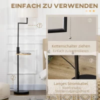 HOMCOM Stehleuchte inkl. Regal, Standleuchte, Kettenzug, E 27, 40 W, Bambus, Natur + Schwarz(m-7)