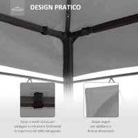 Outsunny Copertura per Gazebo 4x3 m a 2 Livelli in Poliestere con Cinghie e 10 Fori di Drenaggio, Grigio(m-6)