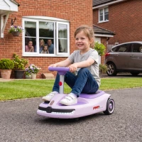 AIYAPLAY 12V Electric Wiggle Car with Pedal, Kids Electric Car with 2 Speeds, Soft Start, Music, Lights for 3-5 Years, Purple(m-14)