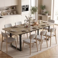 HOMCOM Uitschuifbare eettafel 140-180 cm voor 6-8 personen, rechthoekig in industriële stijl met stalen frame, bruin(m-2)