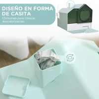 PawHut Arenero para Gatos Caja de Arena Cerrada con Bandeja Extraíble Pala y Filtro Desodorizante 47x45x42 cm Turquesa(m-4)