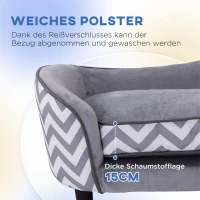 PawHut Haustiersofa Hundecouch Hundesofa Hundebett Hundematte Katze Kissen gepolstert Holz Schaumstoff Grau 68,5 x 40,5 x 40,5 cm(m-5)