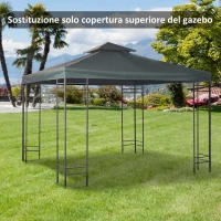 Outsunny Tetto di Ricambio per Gazebo 3x3m a 2 Livelli e Resistente ai Raggi UV, Grigio Antracite(m-2)